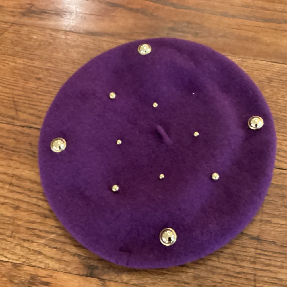 Vintage Betmar wool Tam hat plum with gold buttons